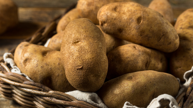 basket of russet potatoes