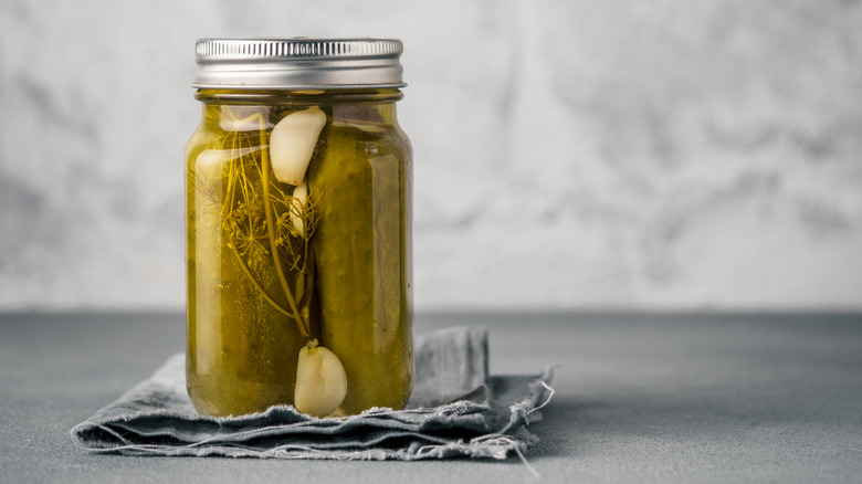 Mason jar with pickles