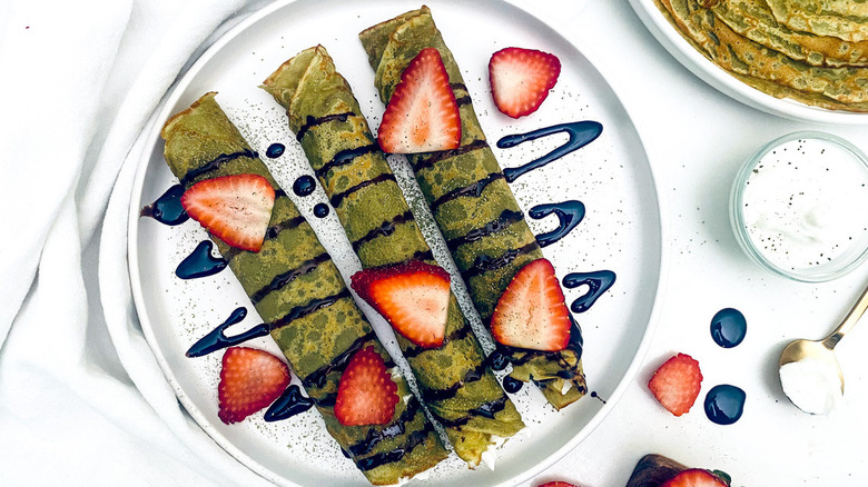 Finished matcha crepes