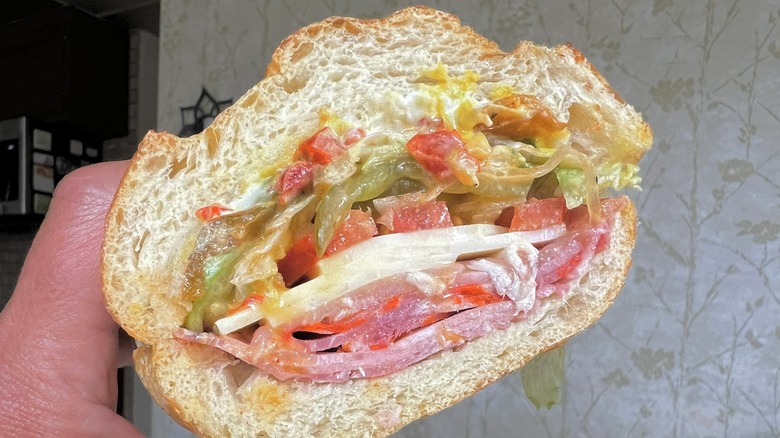 Close up of The Godmother sandwich