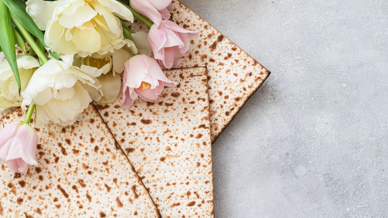 matzo on table with flowers