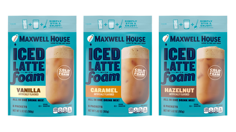 Maxwell House Ice latte with foam instant cold coffee blue packages