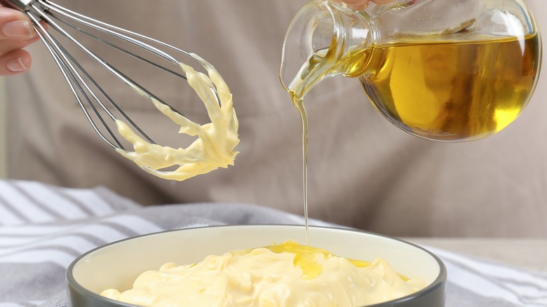 Person making mayonnaise 