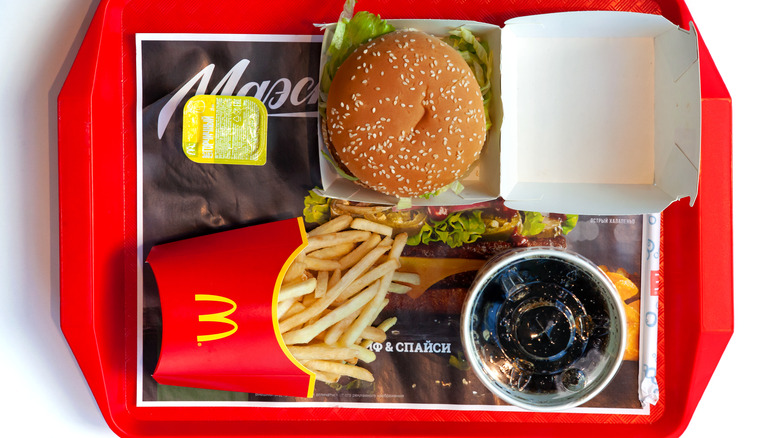 tray of Mcdonald's burger and fries