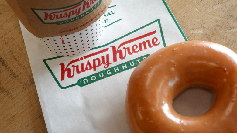Krispy Kreme doughnut and coffee