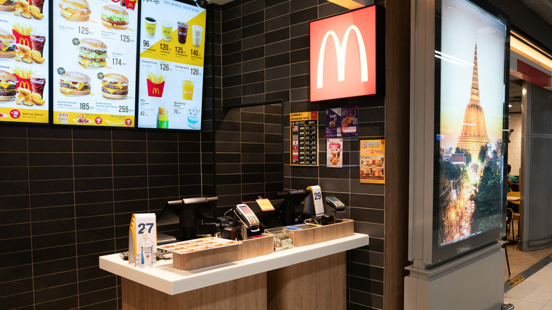 The cash register at a small McDonald's location