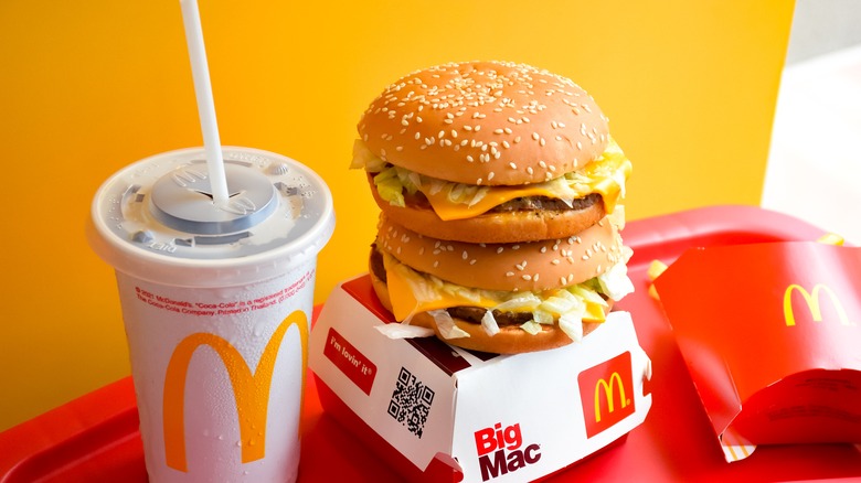 McDonald's meal on yellow background