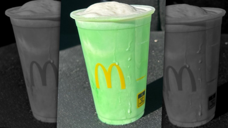 McDonald's Shamrock Shake against a dark background
