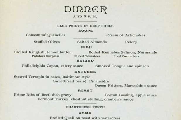 Thanksgiving at New York City's Broadway Central Hotel, 1899