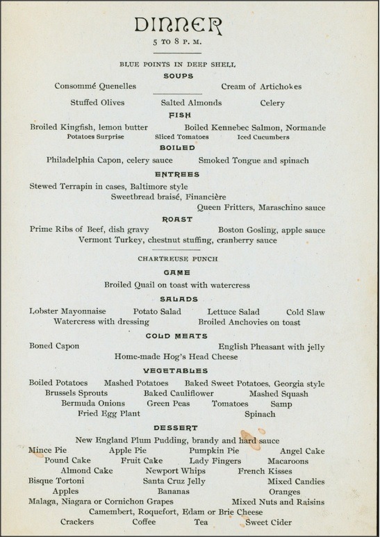 Menu of the Week Thanksgiving at Broadway Central Hotel