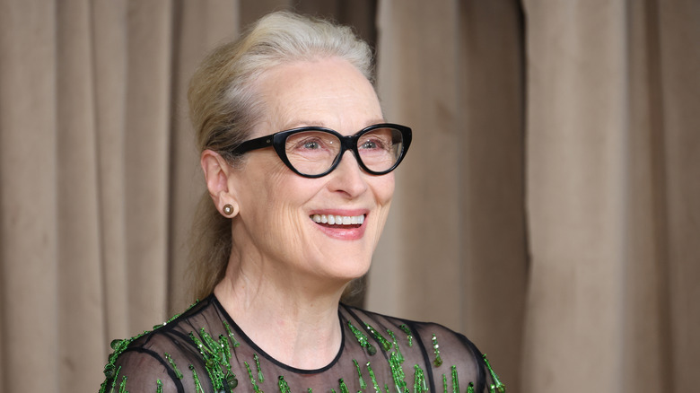 Close up of Meryl Streep smiling