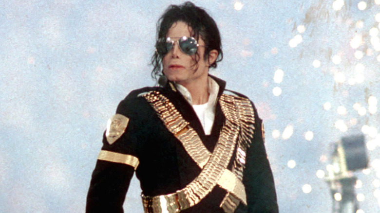 Michael Jackson performing onstage during Super Bowl