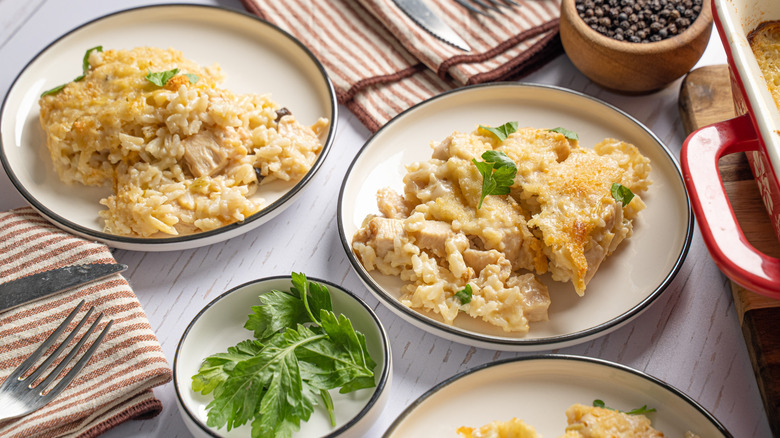 Creamy chicken and rice bake