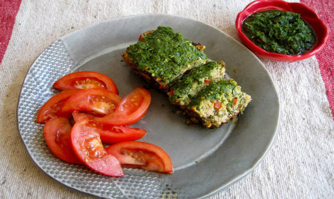 Mini Mediterranean Chicken Meatloaf with Chimichurri