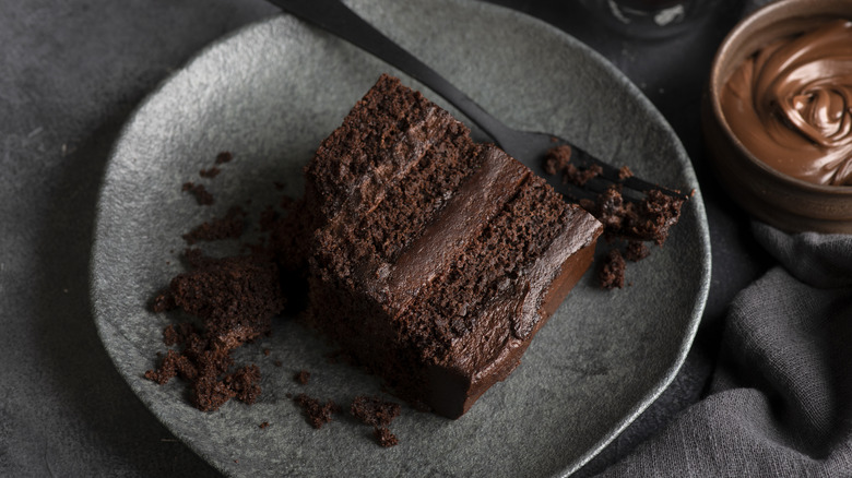 Slice of dark chocolate cake 