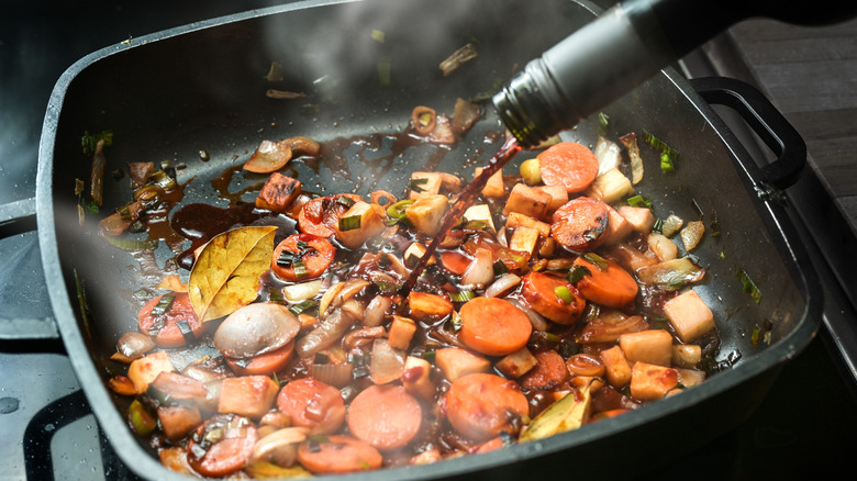 deglazing sauteed vegetables with wine