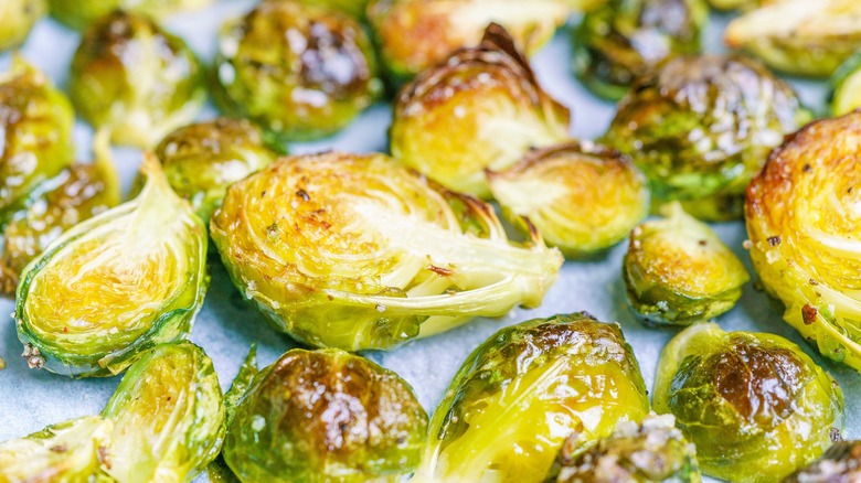 Brussels sprouts cut in half