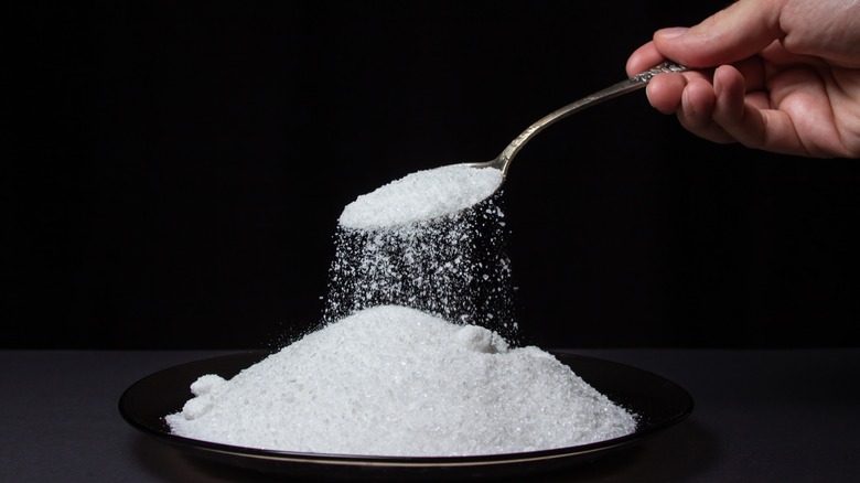 salt on black background