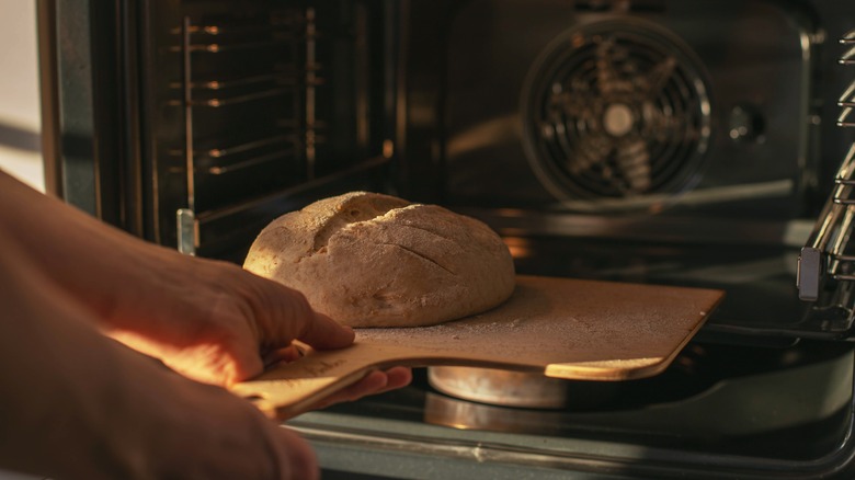 bread in oven