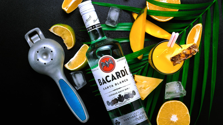 white rum and tropical fruits