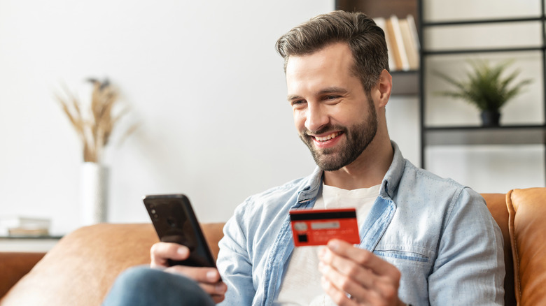 man ordering food on phone