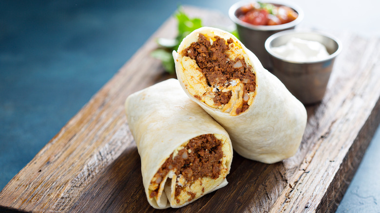 breakfast burrito with chorizo and egg