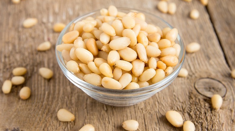 Pine nuts in bowl