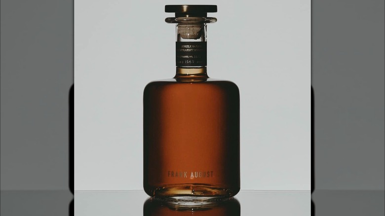 A bottle of Frank August bourbon whiskey