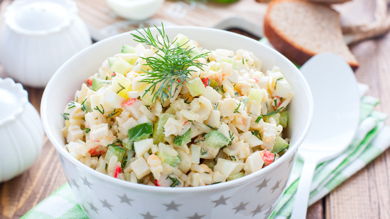 Crab salad in a bowl
