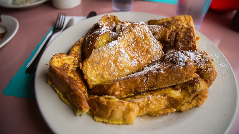 Pile of challah french toast