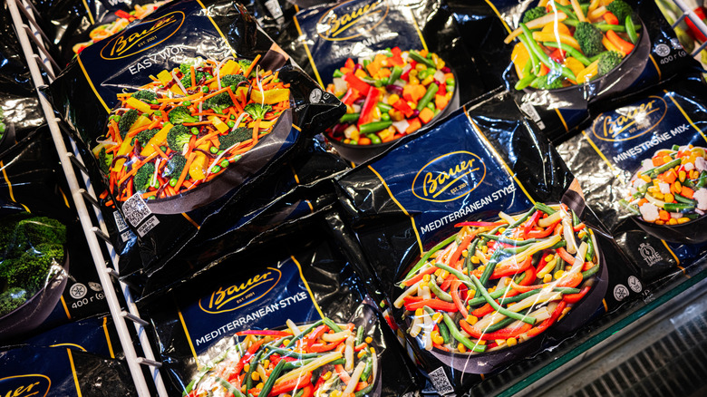 Packages of seasoned frozen vegetables