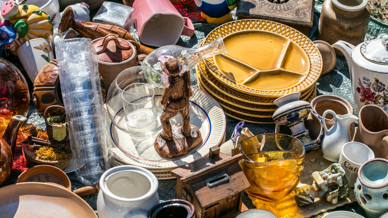 Jumble of thrift store finds