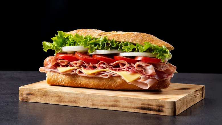 sandwich on cutting board