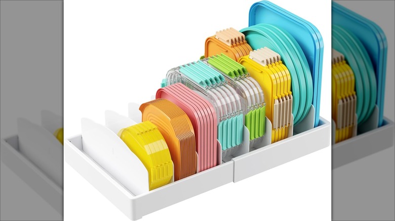 Lifewit large expandable food container lid organizer