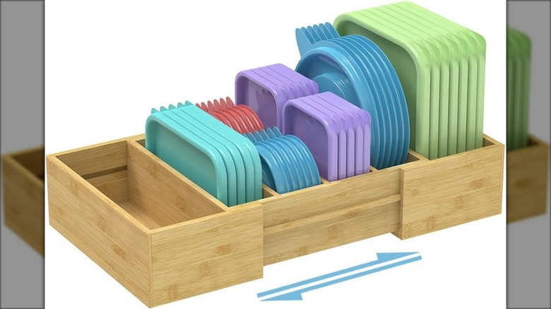 Retro Shaw large bamboo expandable lid organizer