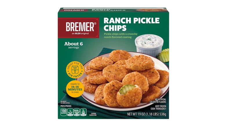 Box of Bremer Ranch Pickle Chips on a white background.