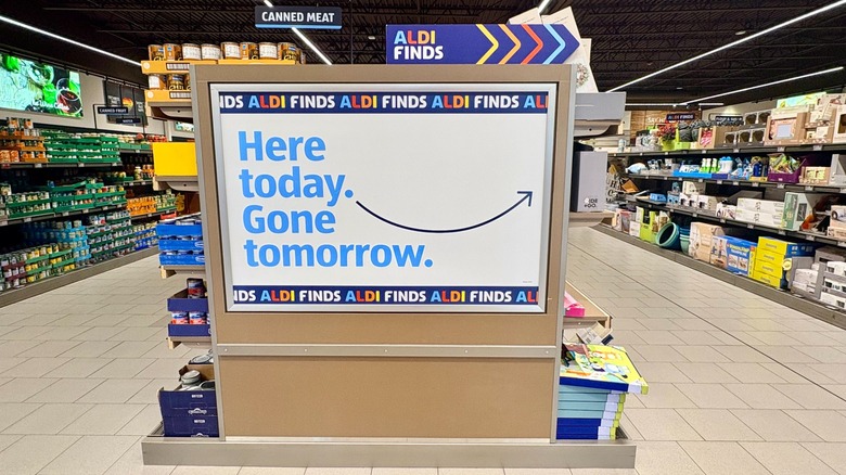 Sign at the end of an aisle in Aldi