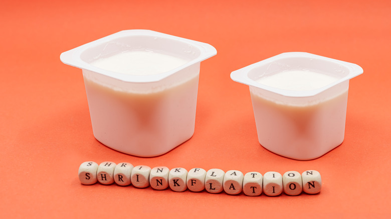 yogurt containers illustrating shrinkflation