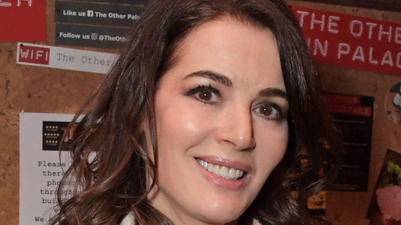 Nigella Lawson smiling in a white jacket