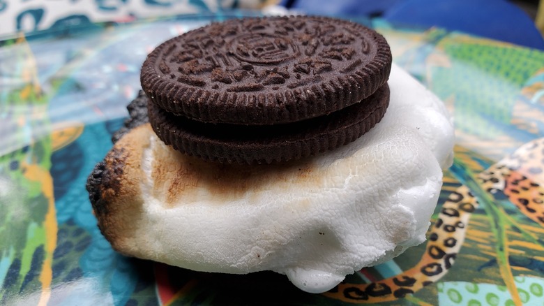s'more made with oreo cookies instead of graham crackers