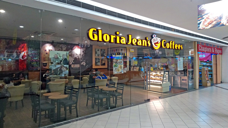 A Gloria Jean's coffee shop inside a shopping center
