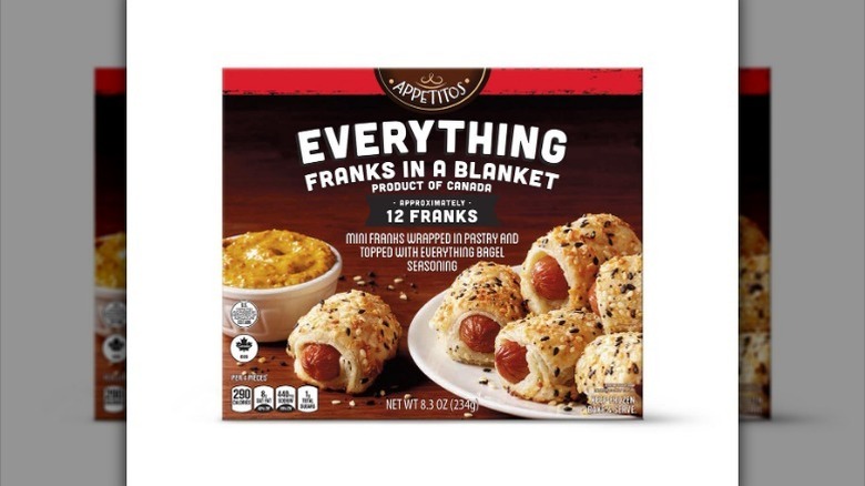Box of Everything Franks in a Blanket on white background