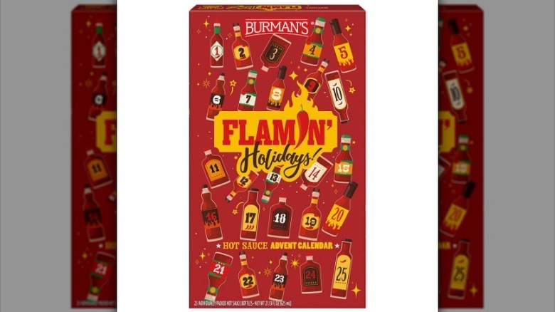 Hot sauce Advent calendar box on white background