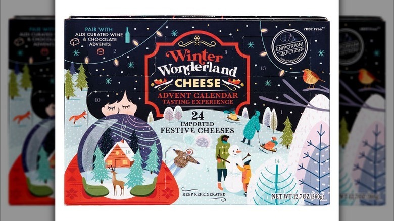 Cheese Advent calendar on white background