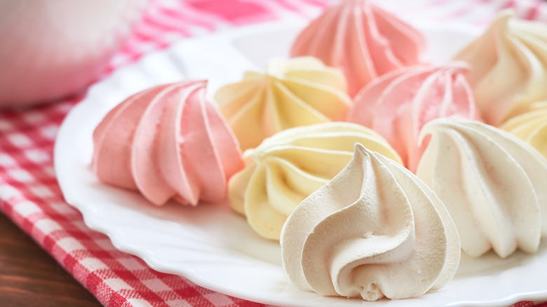 colorful meringue cookies on a plate