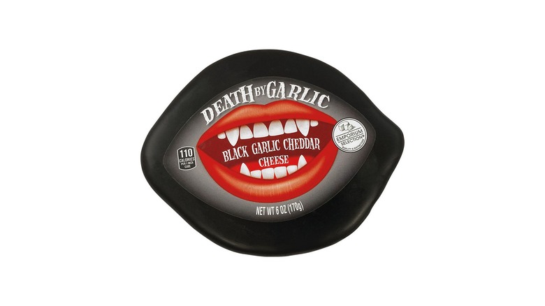 Death By Garlic cheese container on white background