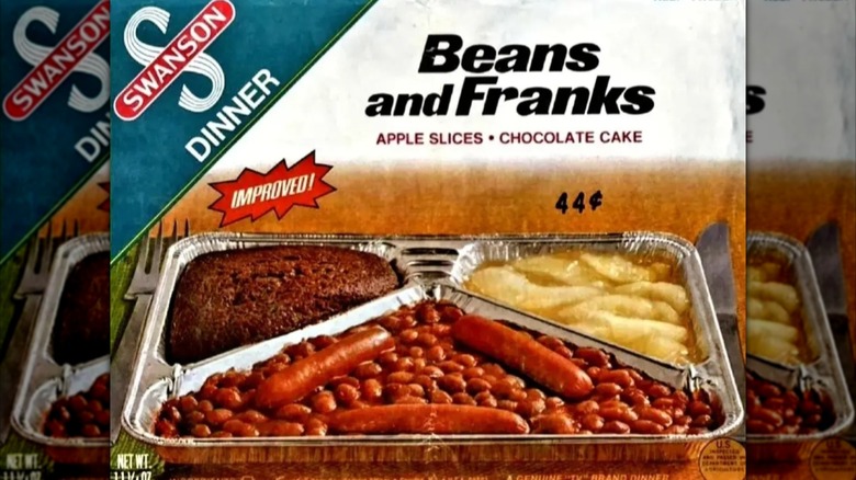 A vintage box for a Swanson Beans and Franks meal