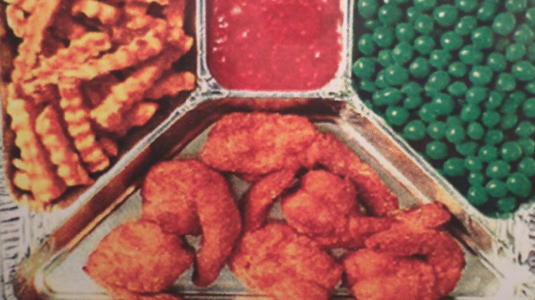 Fried shrimp with French fries