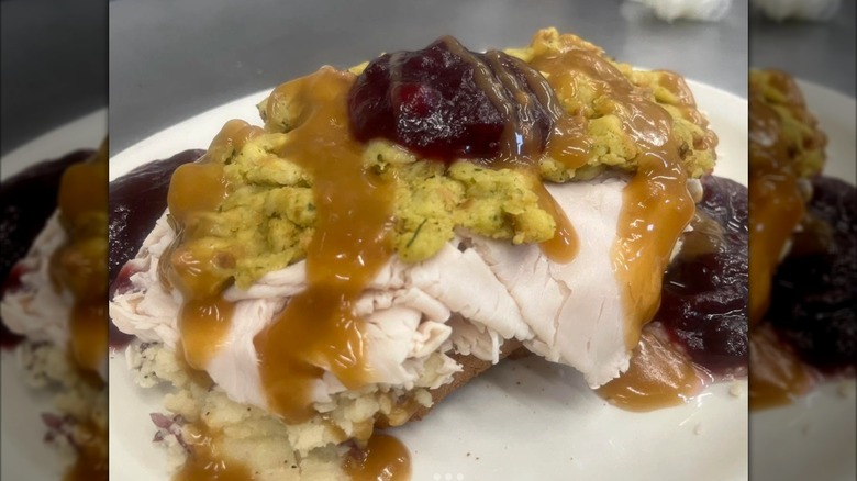 Open-faced turkey sandwich