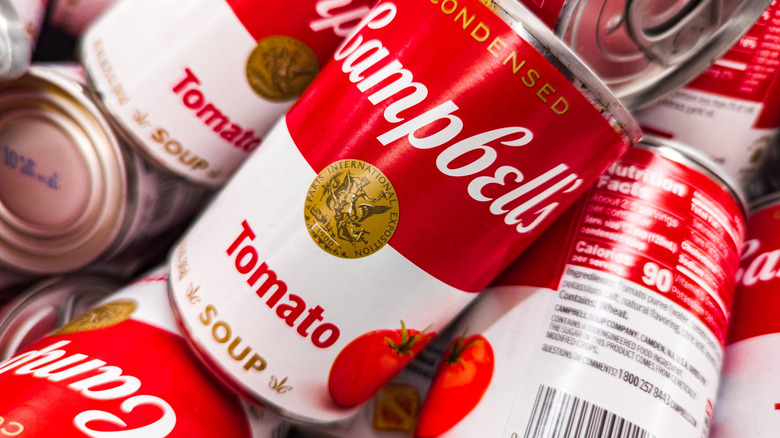 Cans of Campbell's tomato soup